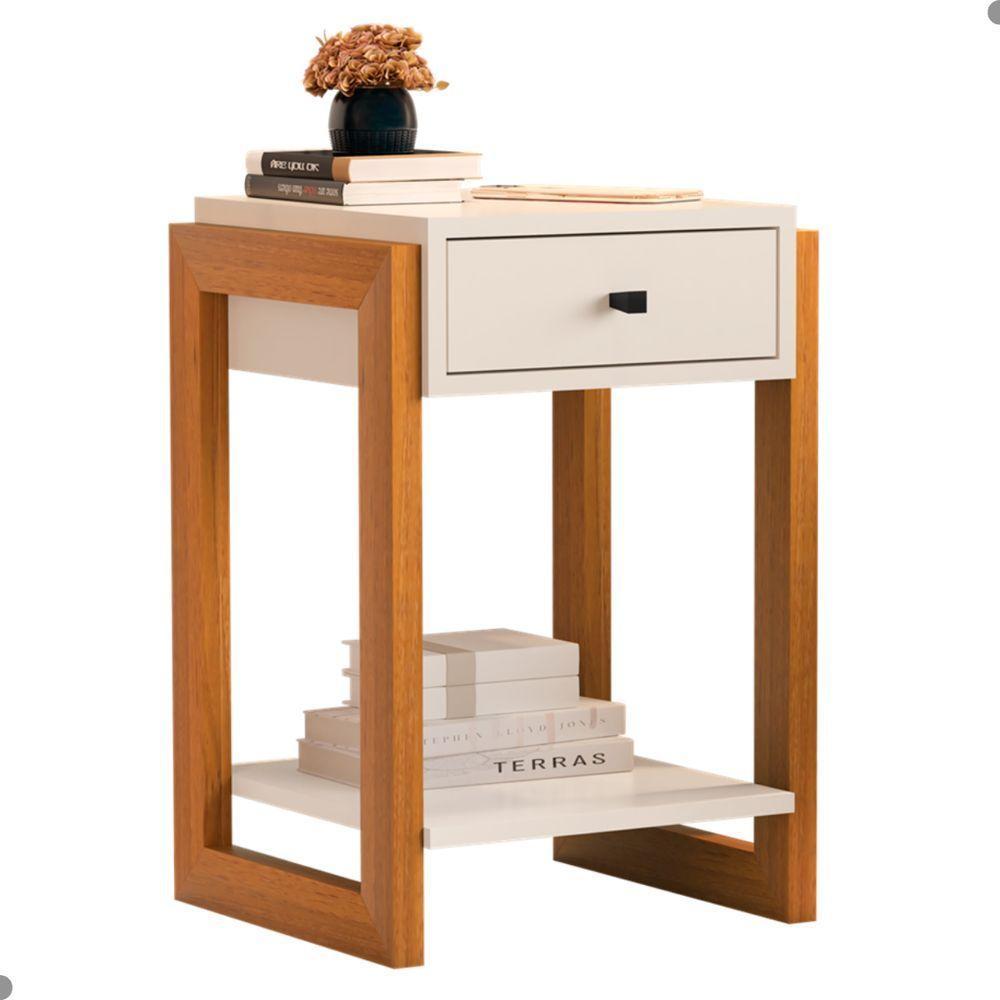 Mesa De Cabeceira Com 1 Gaveta Mexico Perola Brilho - 2