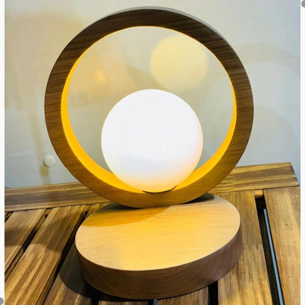 Luminária Com Globo De Vidro Malásia Madeira Natural - 3