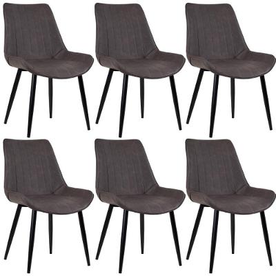 6 Cadeiras Estofadas Design Industrial Chicago Marrom