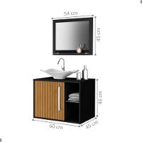 Conjunto Gabinete E Espelheira Grenoble Preto Ripado - 3