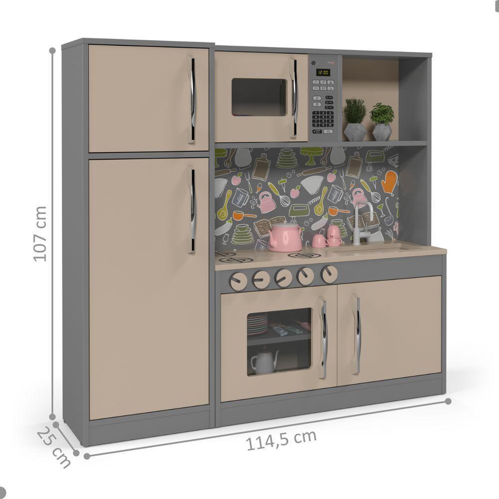 Cozinha Infantil Com Refrigerador México Cinza - 6