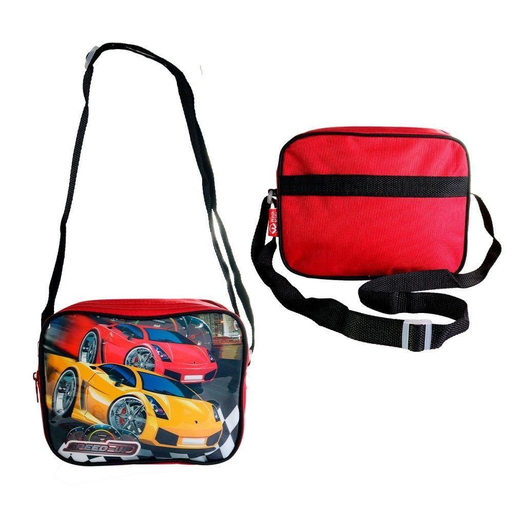 Kit Escolar Infantil Mochila Lancheira E Estojo 3 Peças Estampa Carrinho Cor Vermelho - 6
