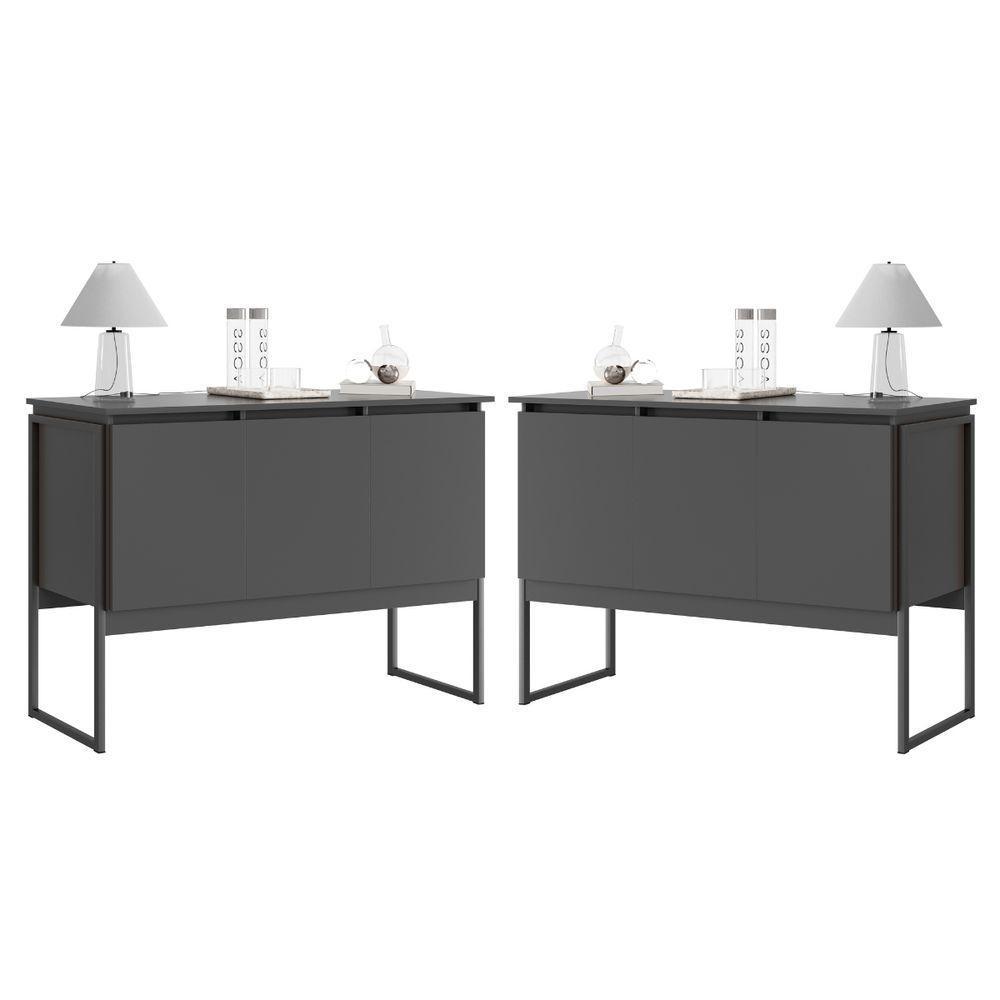Conjunto De Buffets Industriais Milão Preto Onix - 1