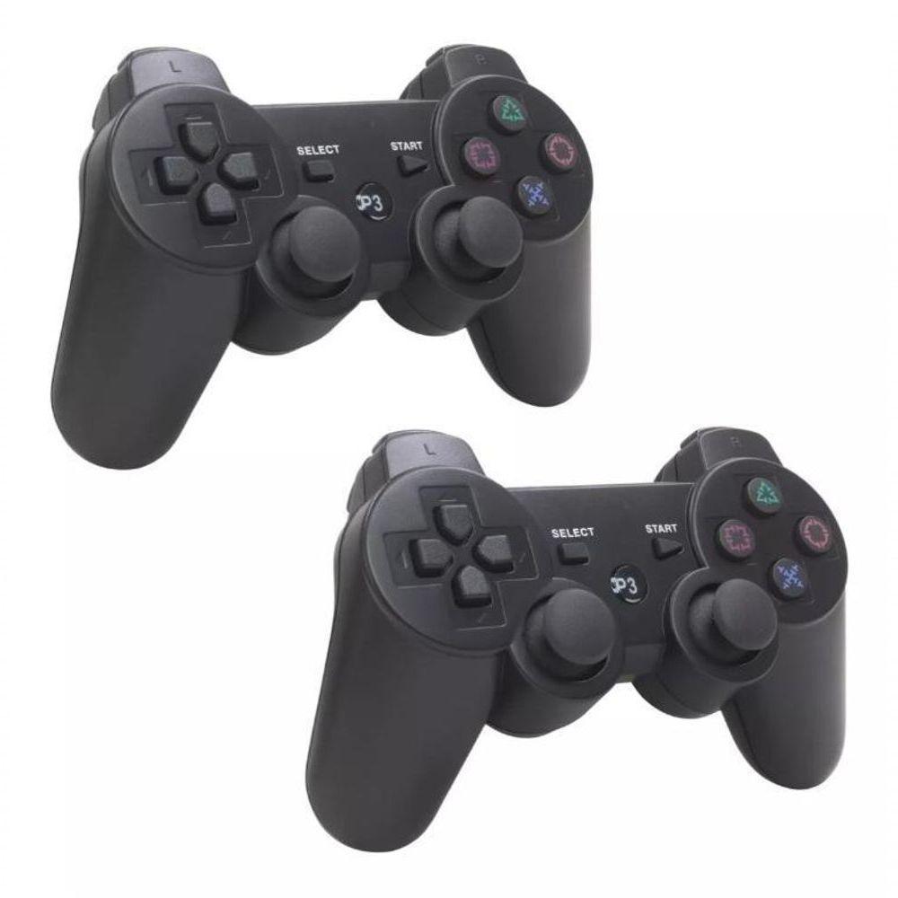 Kit 2 Controles Compatível PS3 Doubleshock Wirelless Sem Fio - 1