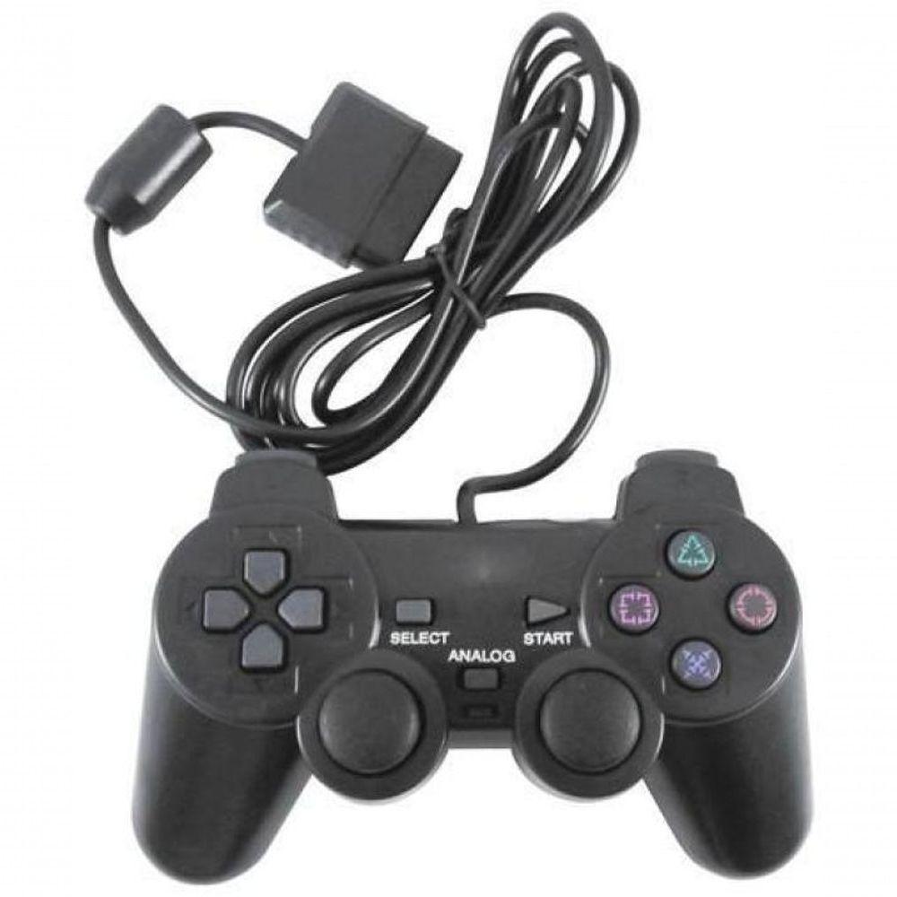 Controle Para Playstation 2 PS2 Com Fio - Cor Preto - 1