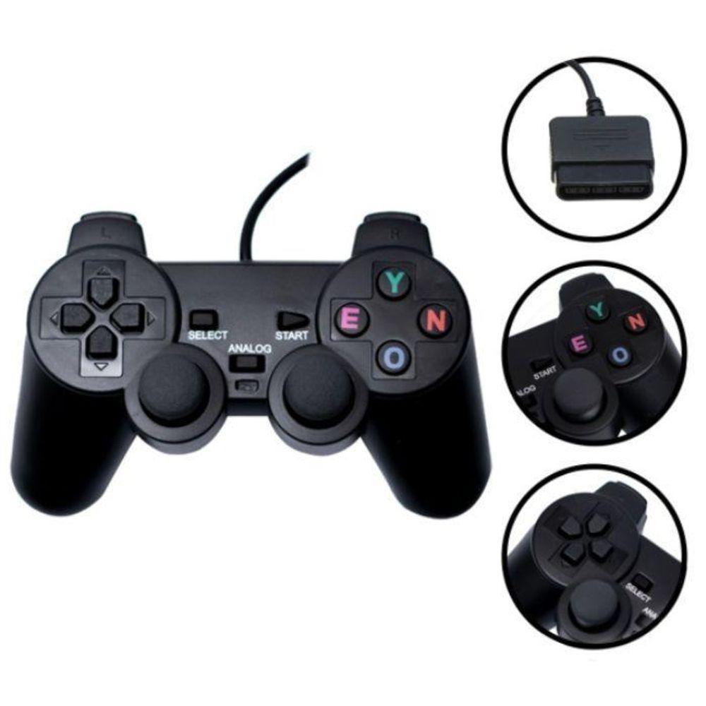 Controle Compatível Play 2 Joystick Dualshock PS2 Com Fio - 1