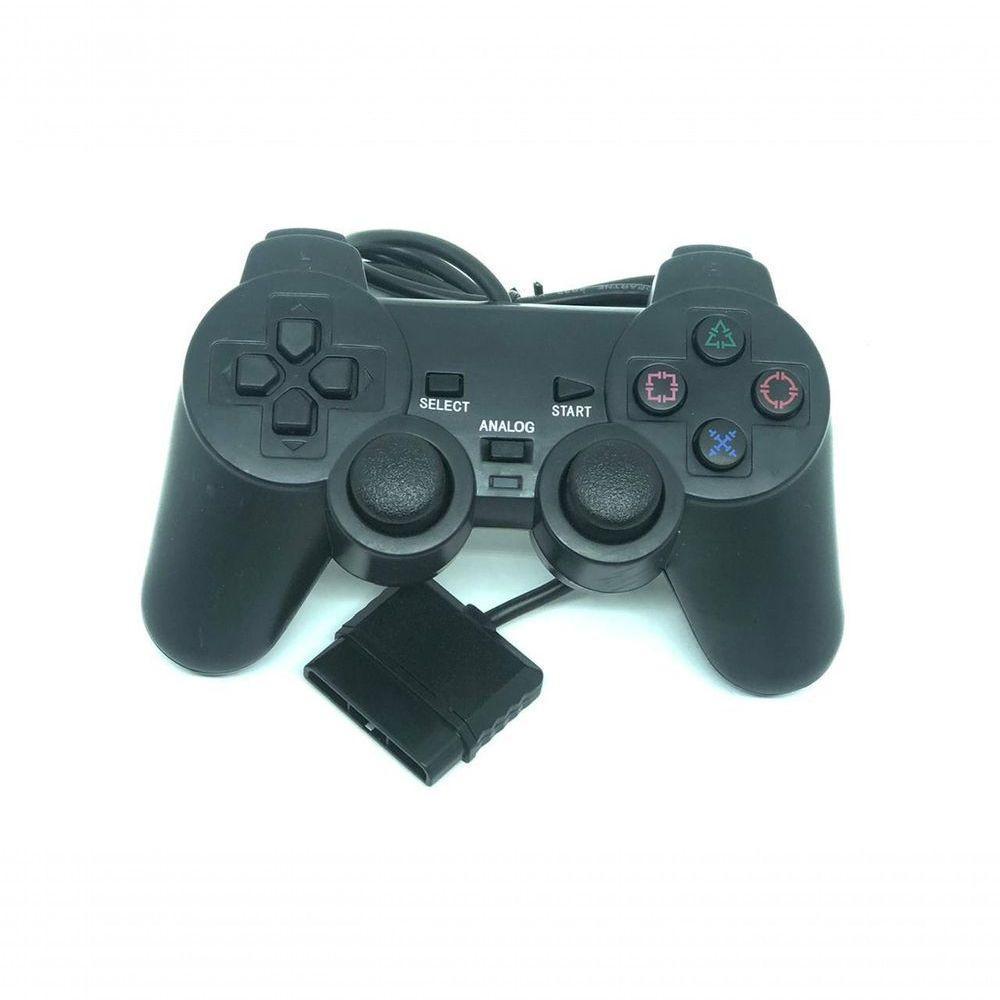 Kit 2 Controle Joystick Manete PS2 Com Fio - 1