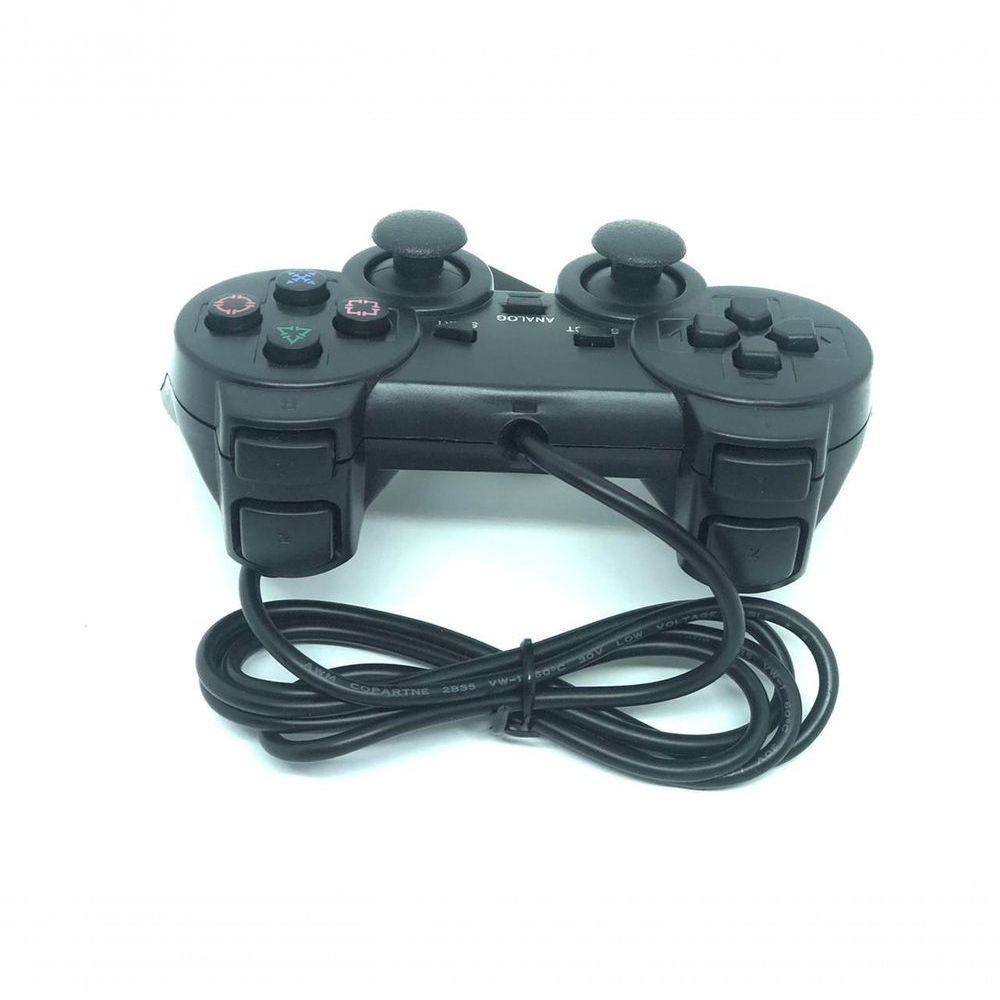 Kit 2 Controle Joystick Manete PS2 Com Fio - 2
