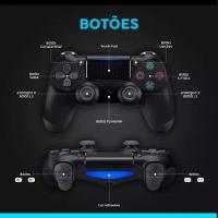 Controle PS4 Manete Sem Fio Compatível Play 4 e Pc Cor Preto - 3