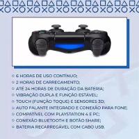 Controle PS4 Manete Sem Fio Compatível Play 4 e Pc Cor Preto