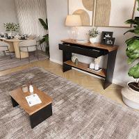 Kit Aparador Charles E Mesa De Centro Sala De Estar Lilibeth Naturale/preto Fosco - 2