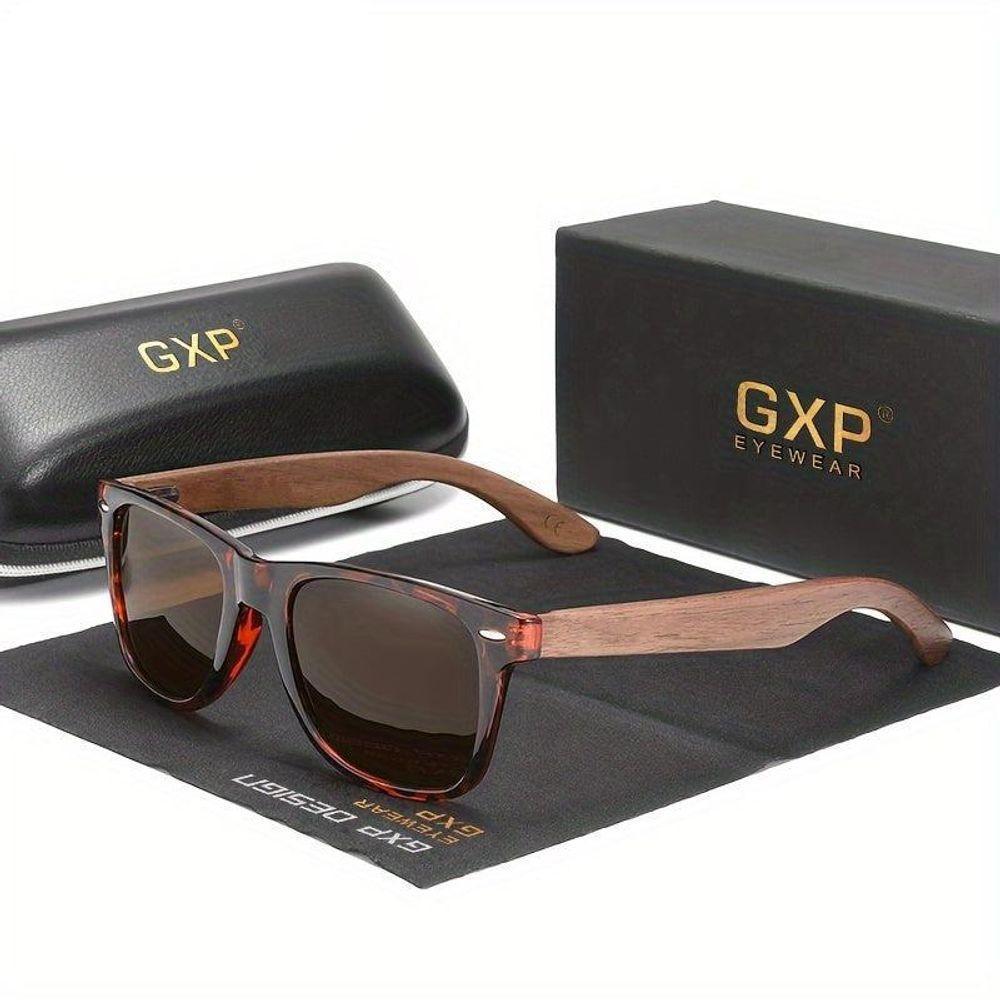 Óculos De Moda Polarizados De Madeira Preta Retro Gxp Marrom - 1