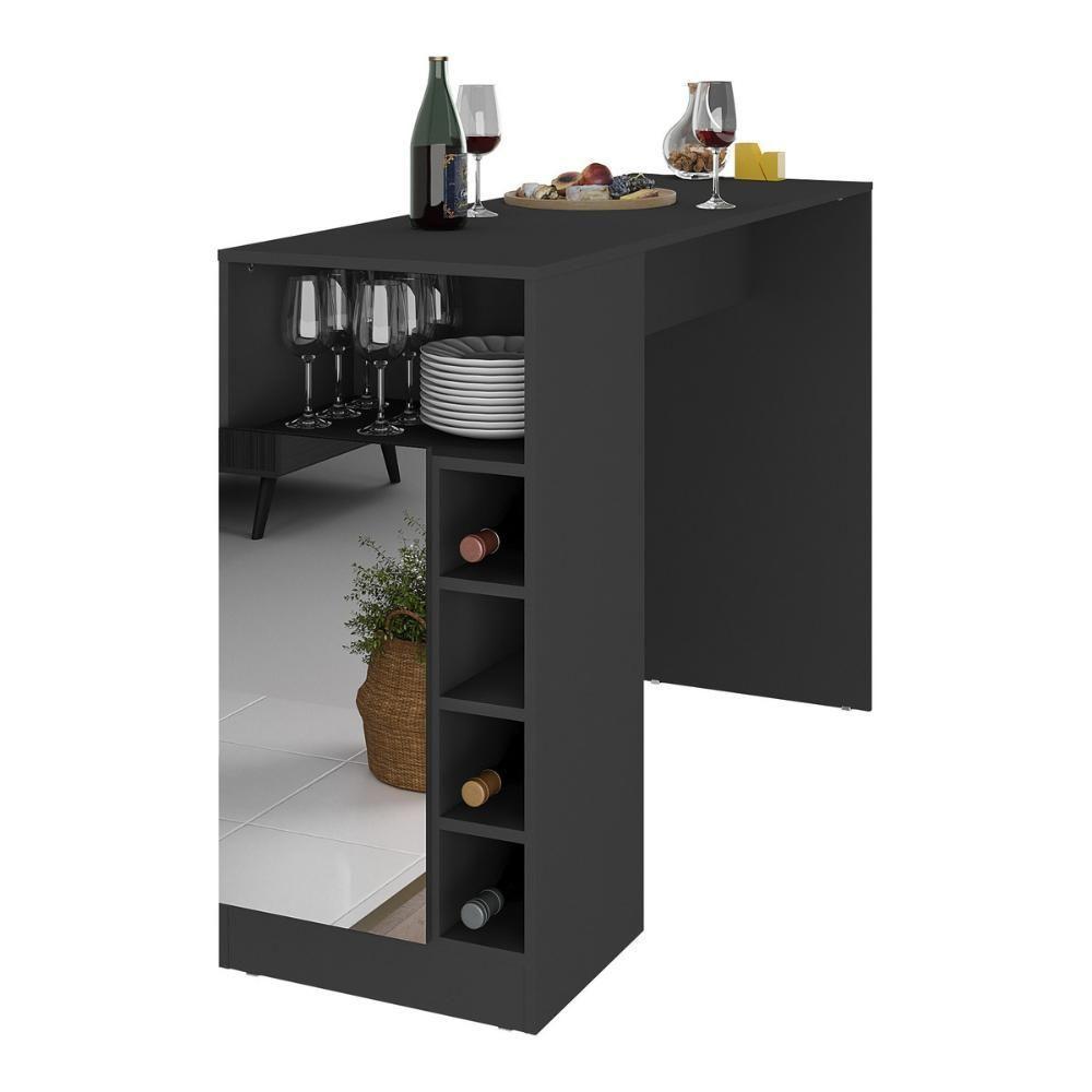Bancada Balcão/mesa de Cozinha com Adega 1 Porta e Espelho Multimóveis Mp2248 Preto - 1