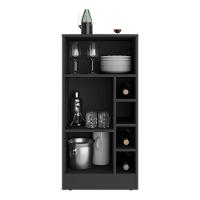 Bancada Balcão/mesa de Cozinha com Adega 1 Porta e Espelho Multimóveis Mp2248 Preto