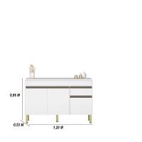 Kit Balcão De Pia Com Tampo E Aereo 120 Cm 6 Portas 1 Gaveta Line Supremo supremo cp freijó - 6