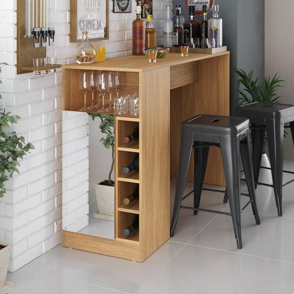 Bar Bancada com Adega 1 Porta e Espelho Multimóveis Mp1090 Madeirado - 2