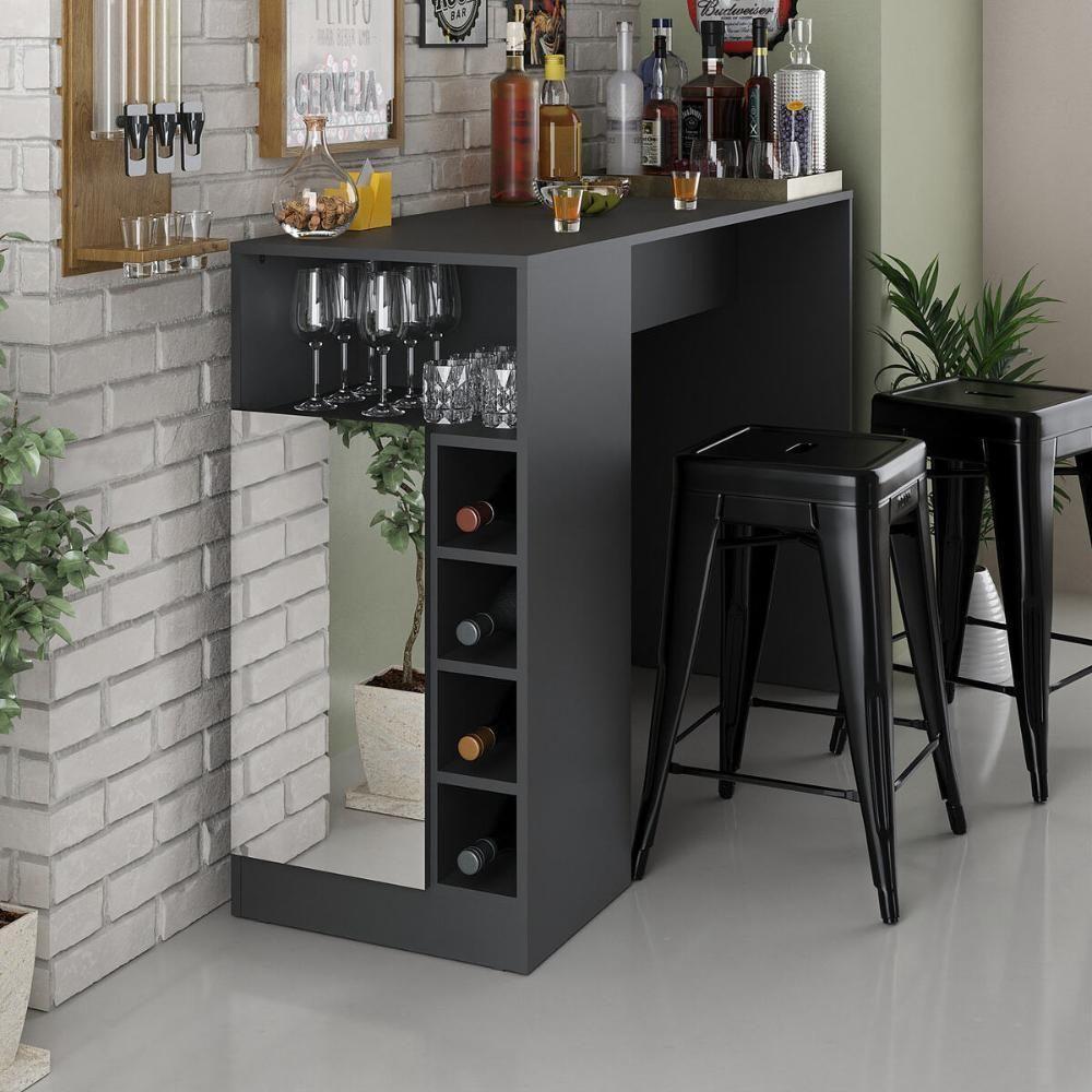 Bar Bancada com Adega 1 Porta e Espelho Multimóveis Mp1090 Preto - 2