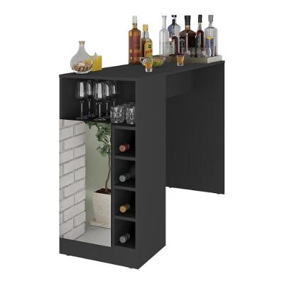 Bar Bancada com Adega 1 Porta e Espelho Multimóveis Mp1090 Preto