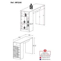 Bancada Balcão/mesa de Cozinha com Adega 1 Porta e Espelho Multimóveis Mp2248 Madeirado - 5
