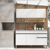 Kit Balcão De Pia Sem Tampo E Aereo 150 Cm 6 Portas 1 Gaveta Line Supremo supremo cp freijó - 2