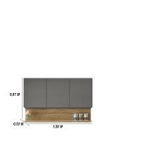 Kit Balcão De Pia Com Tampo E Aereo 150 Cm 6 Portas 1 Gaveta Line Gris gris cp freijó - 3