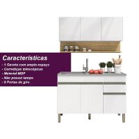 Kit Balcão De Pia Sem Tampo E Aereo 120 Cm 6 Portas 1 Gaveta Line Supremo supremo cp freijó - 3