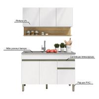 Kit Balcão De Pia Sem Tampo E Aereo 120 Cm 6 Portas 1 Gaveta Line Supremo supremo cp freijó