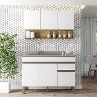 Kit Balcão De Pia Sem Tampo E Aereo 120 Cm 6 Portas 1 Gaveta Line Supremo supremo cp freijó - 5