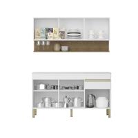 Kit Balcão De Pia Com Tampo E Aereo 150 Cm 6 Portas 1 Gaveta Line Supremo supremo cp freijó - 8