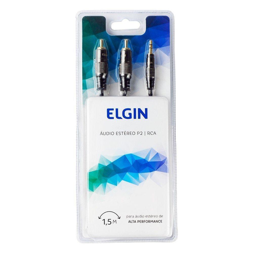 Cabo De áudio Estéreo P2 3,5mm X 2 Rca 1,5m Caudiorca Elgin 46rcaudiorca - 1