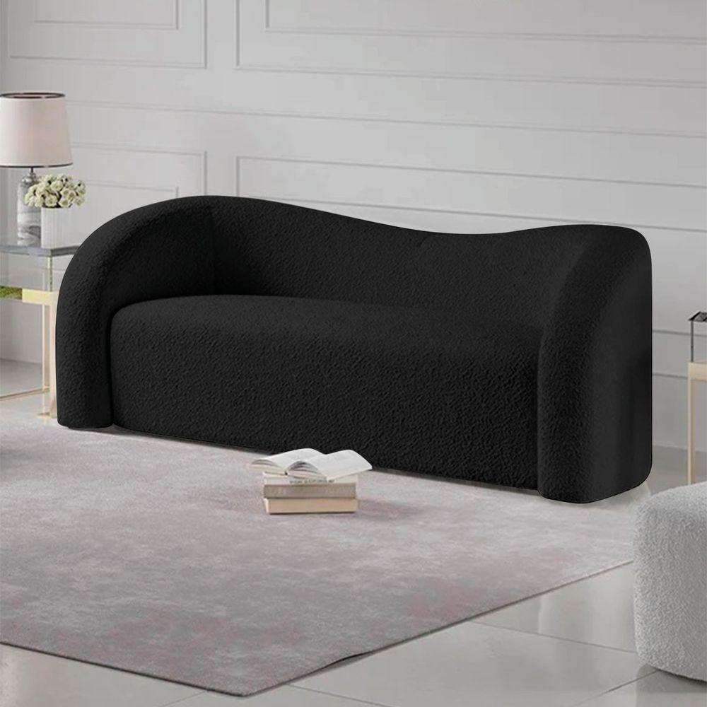 Sofá Curvo 3 Lugares Orgânico Coréia 180cm Linho Preto - 6