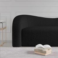 Sofá Curvo 3 Lugares Orgânico Coréia 180cm Linho Preto - 3