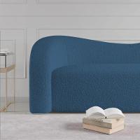 Sofá Curvo 3 Lugares Orgânico Coréia 180cm Linho Azul Royal - 2