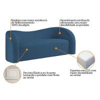 Sofá Curvo 3 Lugares Orgânico Coréia 180cm Linho Azul Royal - 7