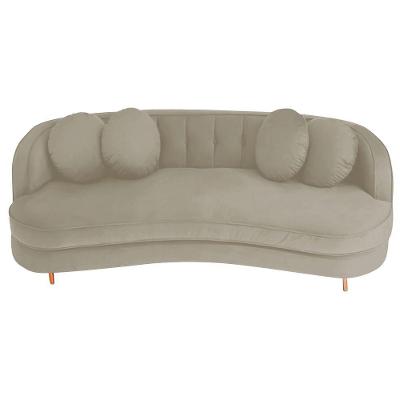 Sofá Curvo 2 Lugares Orgânico Luxo Panamá 160cm Linho Bege