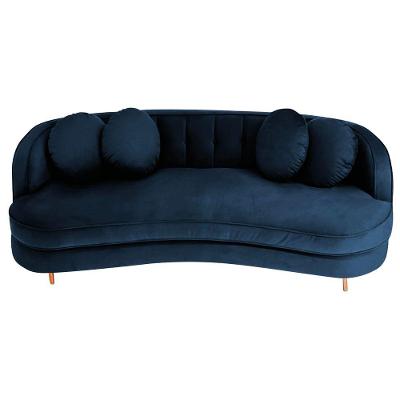 Sofá Curvo 2 Lugares Orgânico Luxo Panamá 140cm Suede Suede Azul Marinho