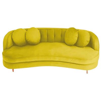 Sofá Curvo 2 Lugares Orgânico Luxo Panamá 140cm Suede Amarelo