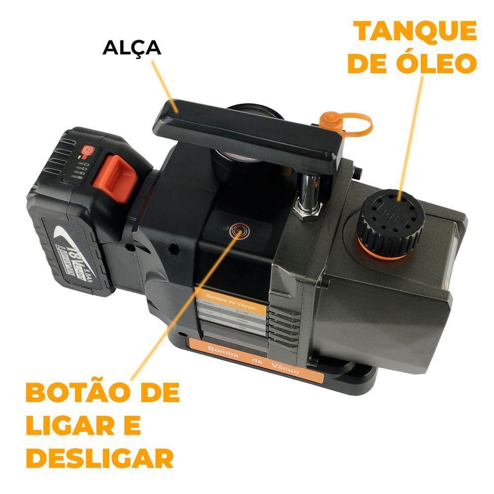 Bomba De Vácuo 2.5 Cfm A Bateria Com Vacuômetro Integrado Zl-1-ws único - 4