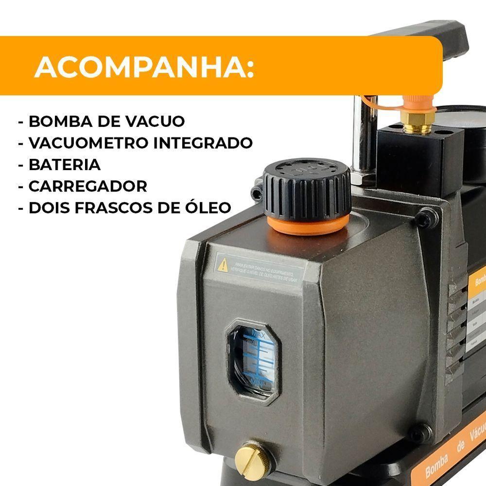 Bomba De Vácuo 2.5 Cfm A Bateria Com Vacuômetro Integrado Zl-1-ws único - 6