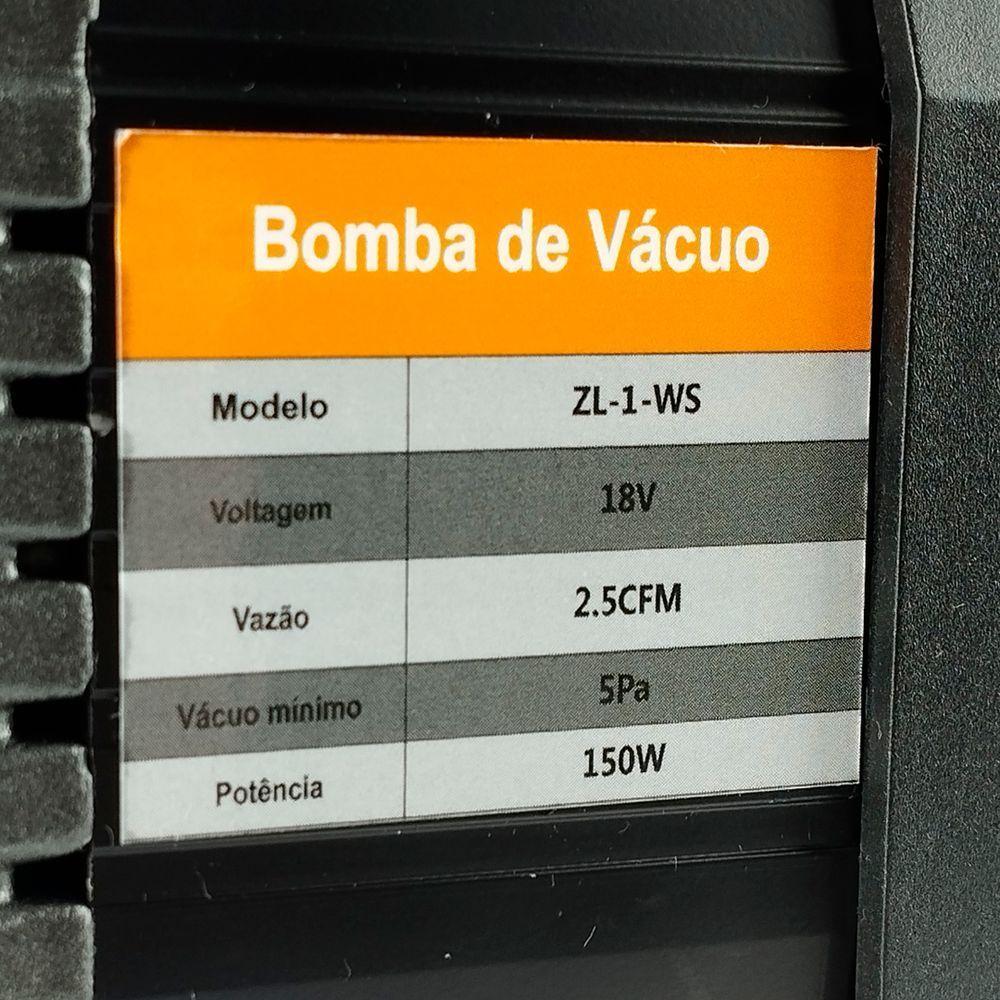 Bomba De Vácuo 2.5 Cfm A Bateria Com Vacuômetro Integrado Zl-1-ws único - 9