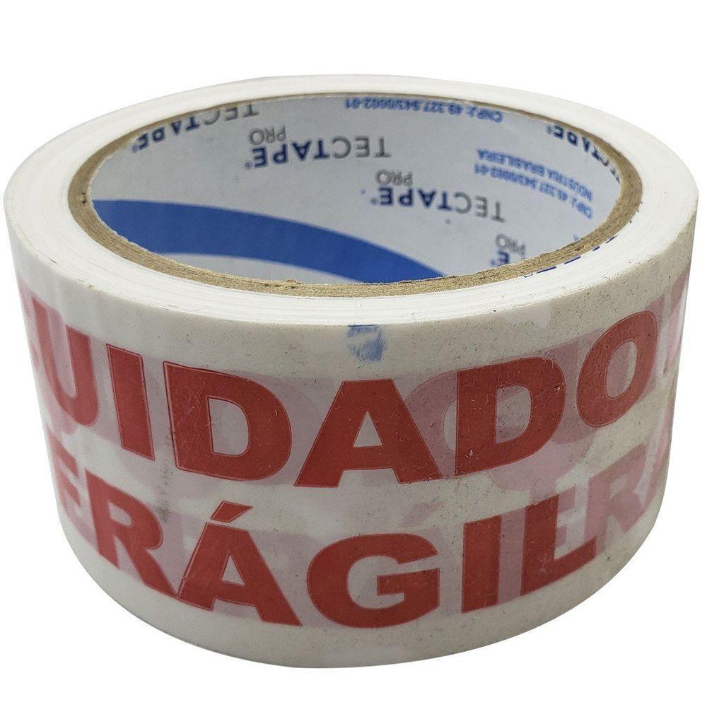 Fita Adesiva Branca Cuidado Frágil 48mmx50mt Tec Tape - 1