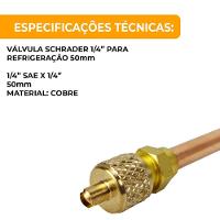 Válvula Schraeder 1-4 Para Refrigeração 50mm 20 Unidades