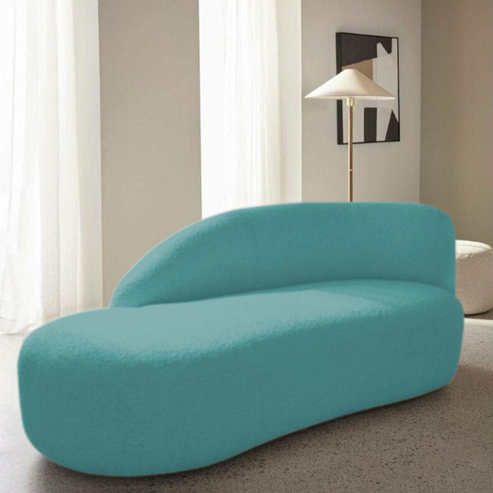 Divã Recamier Curvo Luna 140cm Lado Esquerdo Suede - Doce Sonho Móveis Azul Turquesa - 7