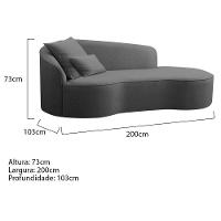 Divã Recamier Curvo Inglaterra 200cm Lado Direito Linho Cinza Escuro - 5