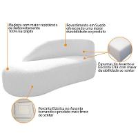 Divã Recamier Curvo Luna 140cm Lado Esquerdo Suede - Doce Sonho Móveis Branco - 8