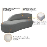 Divã Recamier Curvo Luna 140cm Lado Esquerdo Suede - Doce Sonho Móveis Cinza - 8