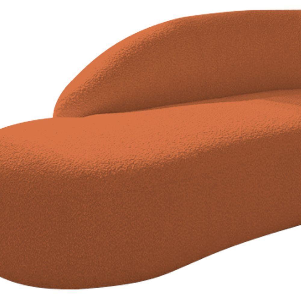 Divã Recamier Curvo Luna 140cm Lado Esquerdo Suede - Doce Sonho Móveis Terracota - 3