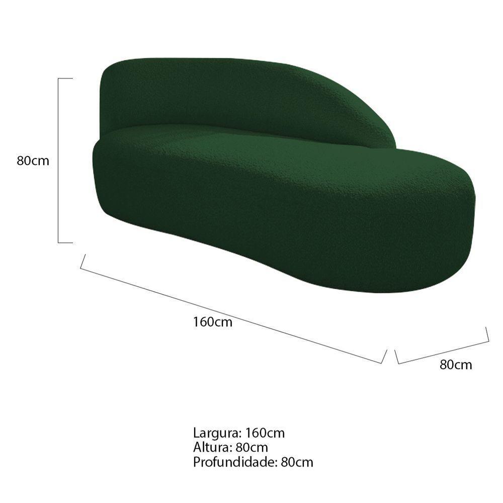 Divã Recamier Curvo Luna 160cm Lado Direito Suede - Doce Sonho Móveis Verde - 6