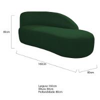 Divã Recamier Curvo Luna 160cm Lado Direito Suede - Doce Sonho Móveis Verde - 6