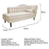 Divã Recamier Diana Lado Esquerdo 120cm Suede Bege - 6